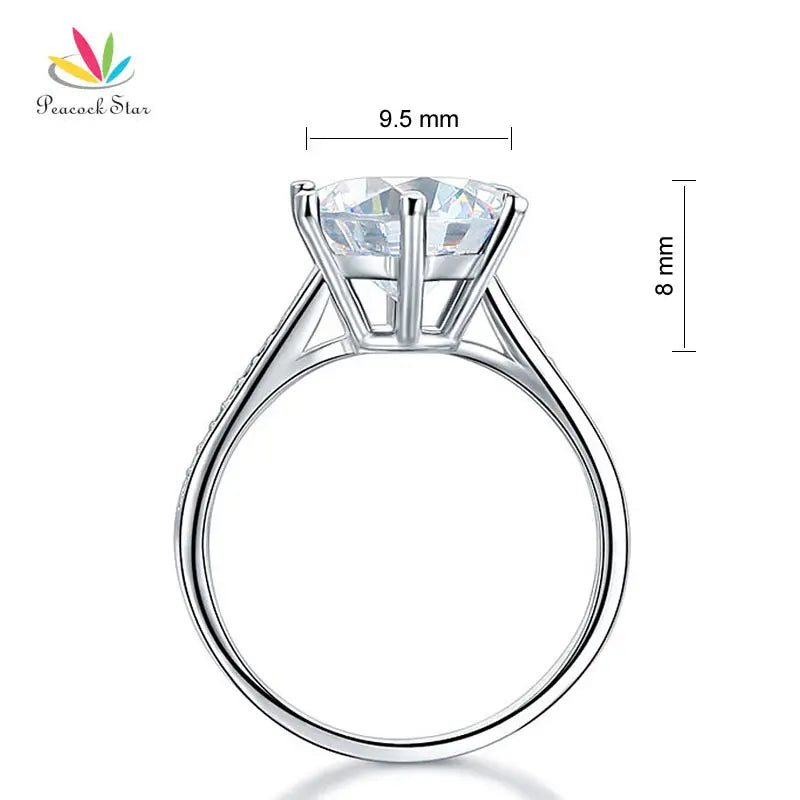 Peacock Star Solid 925 Sterling Silver Wedding Anniversary Engagement Ring 3 Carat Created Diamante CFR8209