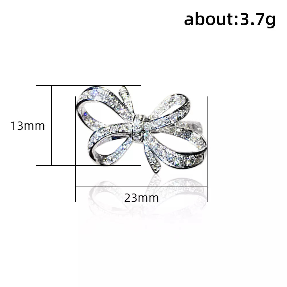 Huitan Romantic Bow Shape Cubic Zirconia Wedding Bands Rings for Women Fancy Anniversary Gift Statement Rings Luxury Jewelry New