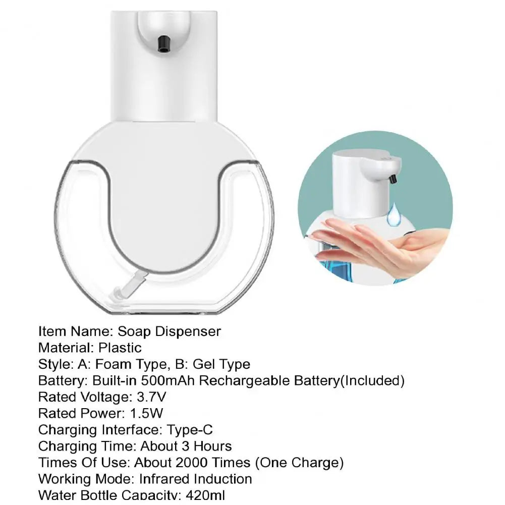 P10 Foam Soap Dispenser Wall Mount 420ml Liquid Soap Dispenser 4 Levels Adjustable Automatic Sensor Hand Soap Dispenser Bathroom