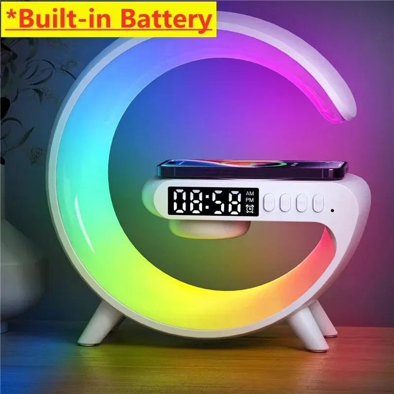 Mini Multifunction Wireless Charger Pad Stand Speaker TF RGB Night Light Fast Charging Station for iPhone Samsung Xiaomi Huawei