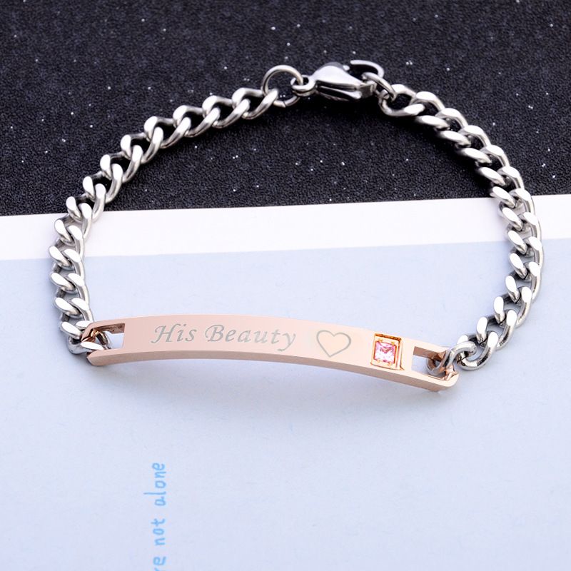 2 Style His Queen Her King Black Rose Gold Color Women&#39;s Male Chain Crystal Couple Bracelet for Men Femmo on Hands Jewelry