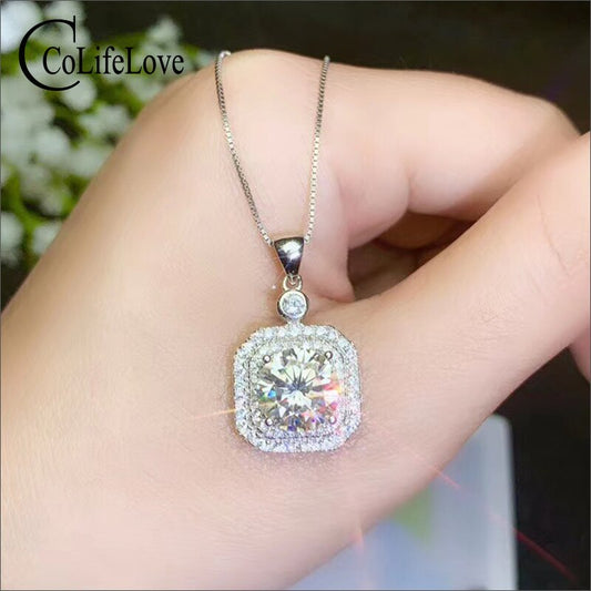 Moissanite Pendant 1ct, 2ct, 3ct Necklace Pendant Silver