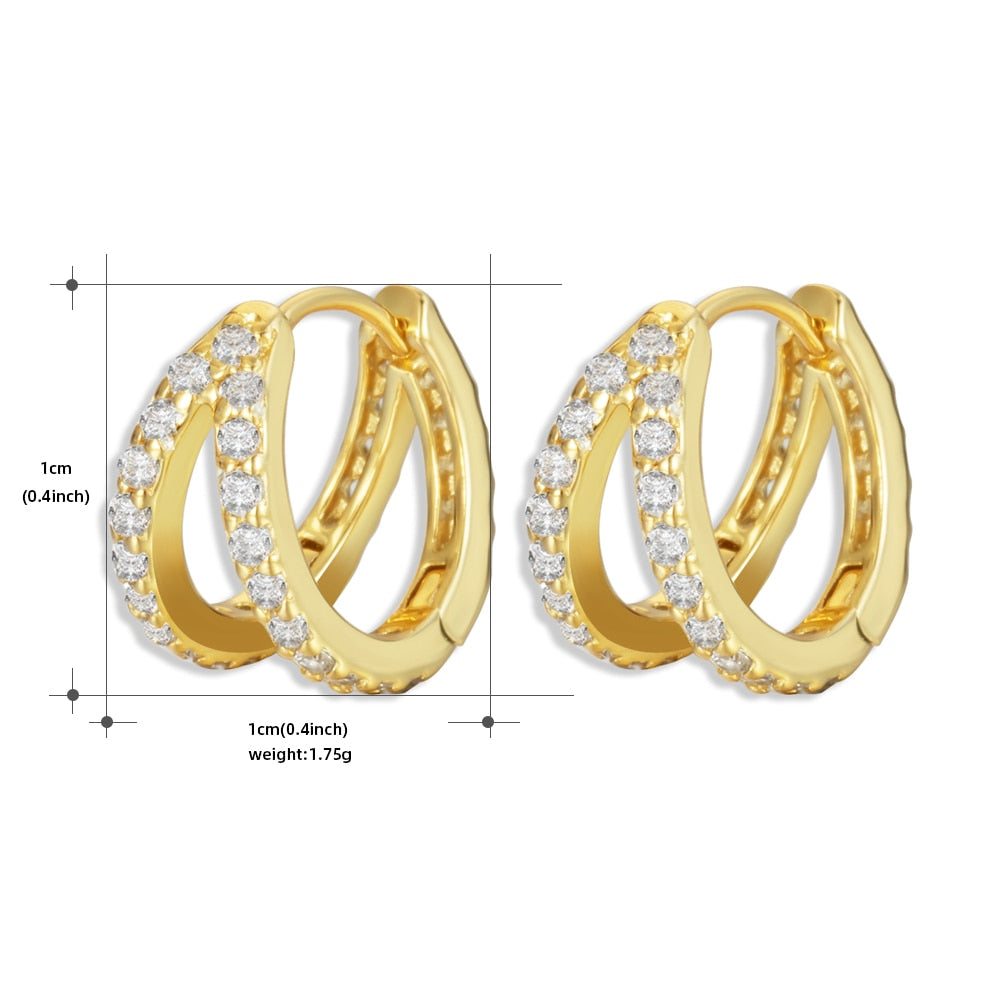 Sterling Silver Earrings Gold Color cross Moon Star Zircon Small Circle Huggie Hoop Earrings