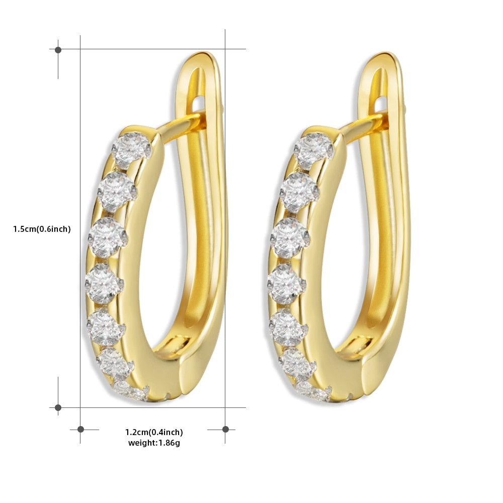 Sterling Silver Earrings Gold Color cross Moon Star Zircon Small Circle Huggie Hoop Earrings