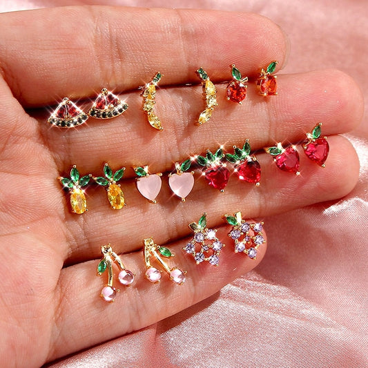 Multicolor Fruit Stud Earrings