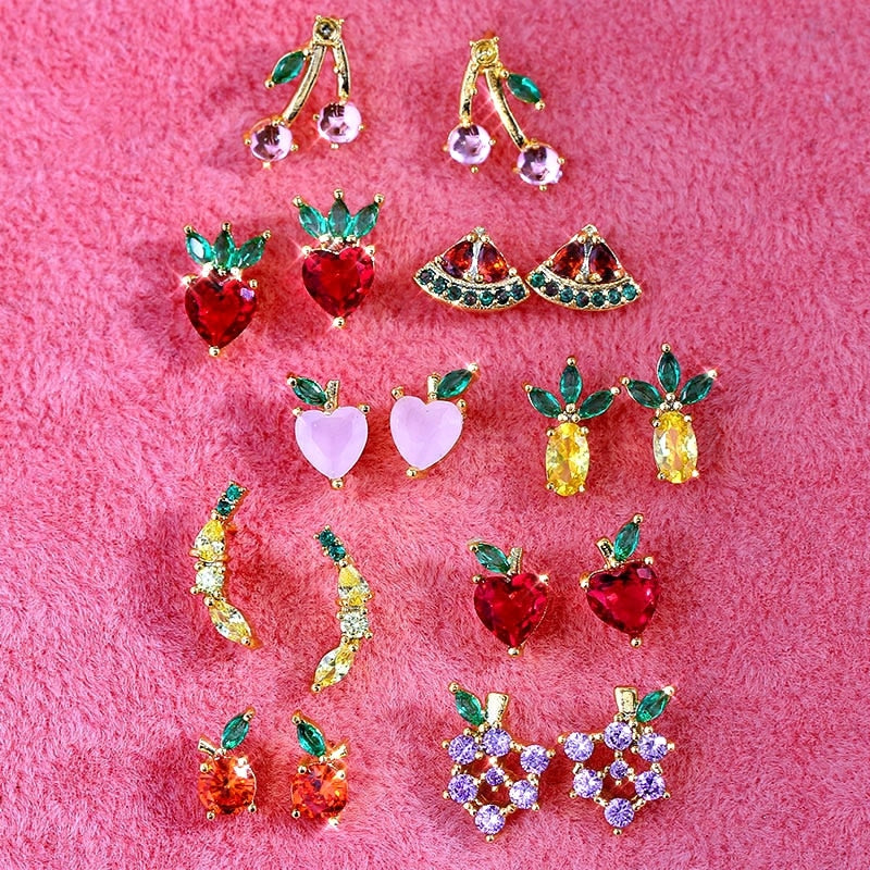 Multicolor Fruit Stud Earrings