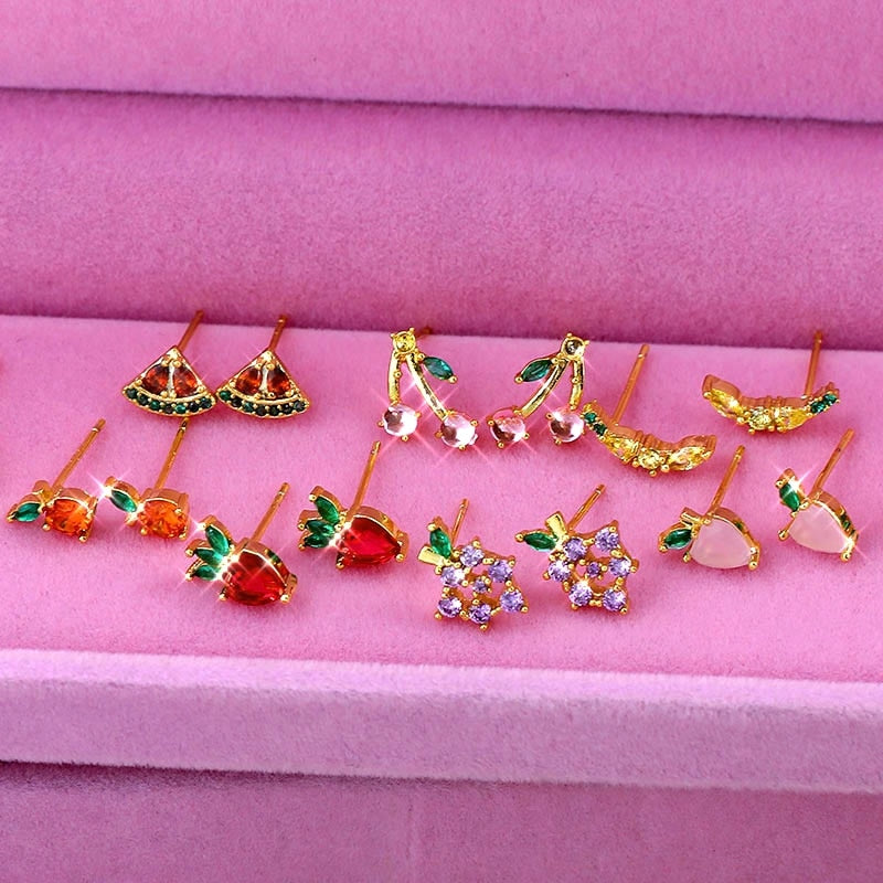 Multicolor Fruit Stud Earrings