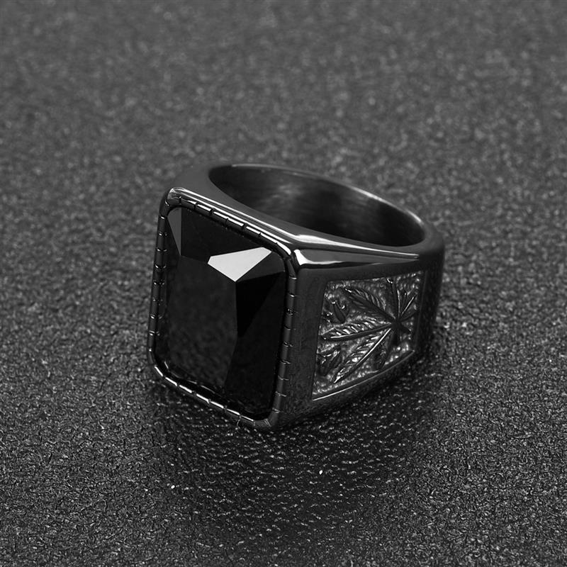 Black / Stone Red Stainless Steel Men's Ring