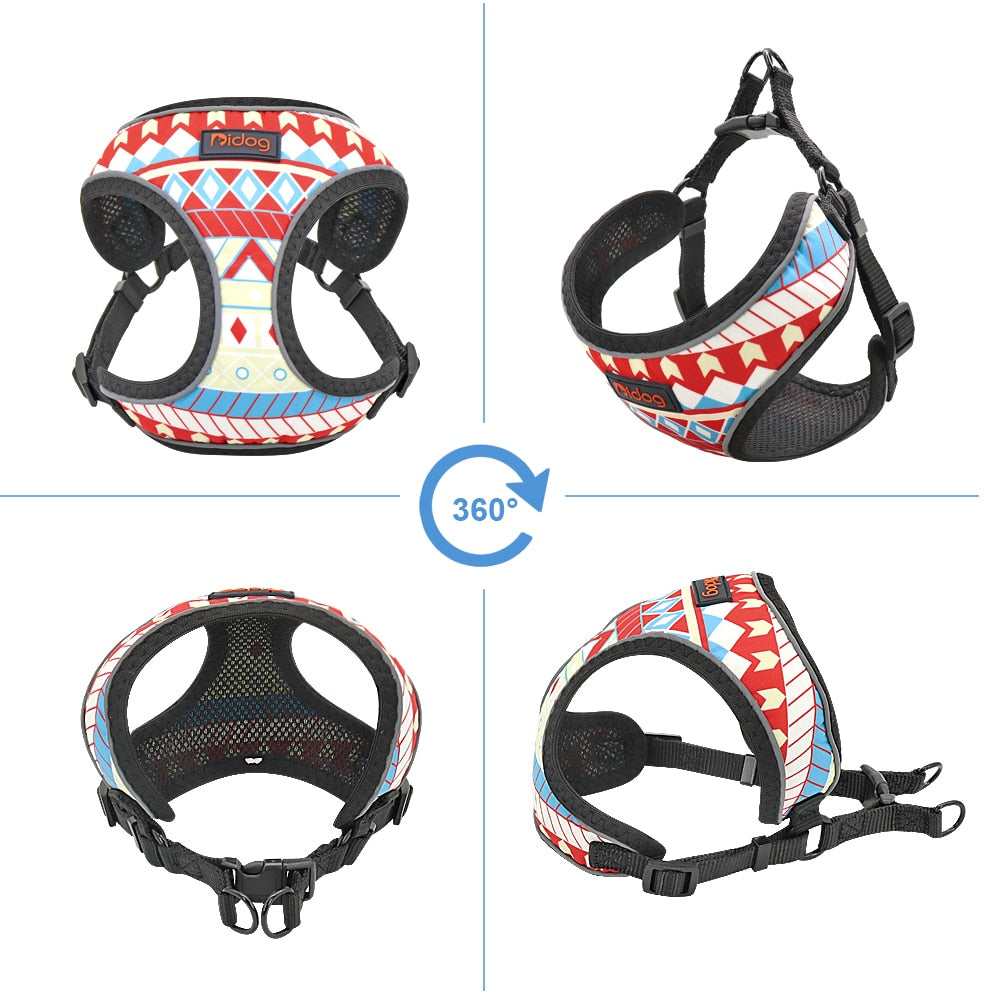 Reflective nylon harness for dogs and cats Printed medium small dog vest for cats