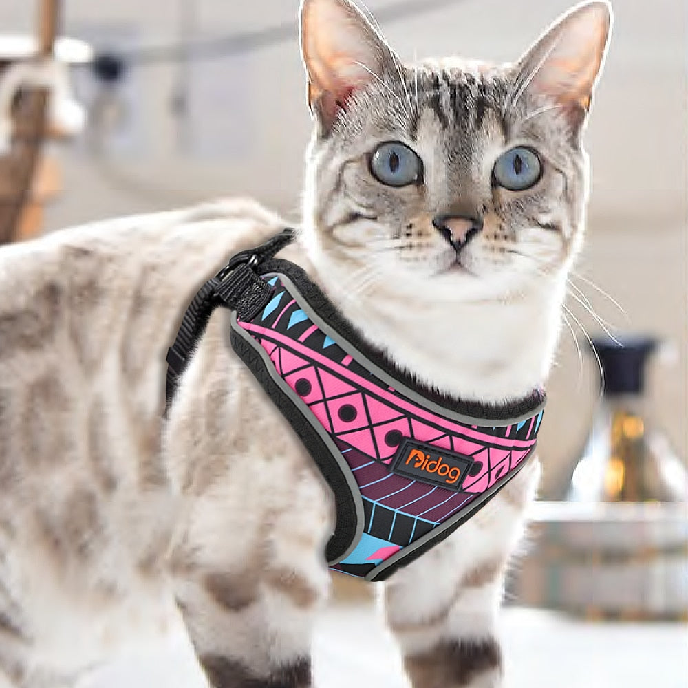 Reflective nylon harness for dogs and cats Printed medium small dog vest for cats