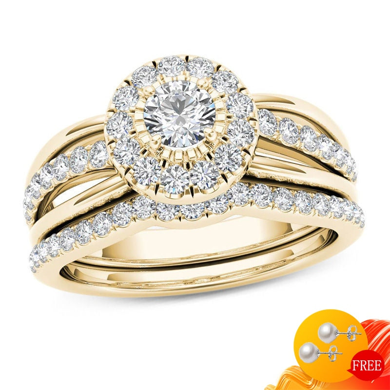 Round Shape Zircon Gold Color Ring