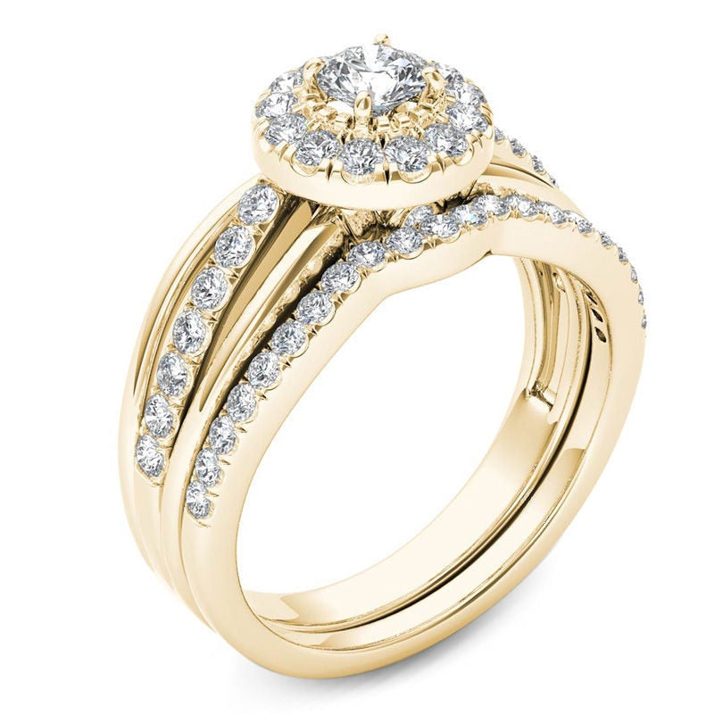 Round Shape Zircon Gold Color Ring