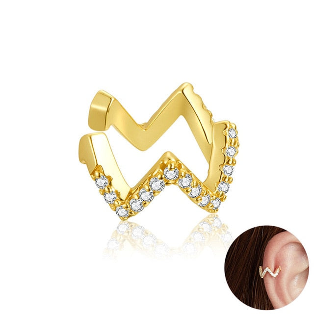 Bamoer 1PC Gold Ear Cuff 925 Sterling Silver Gold