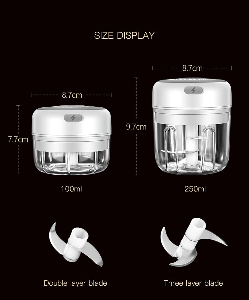 Mini cordless portable electric garlic crusher