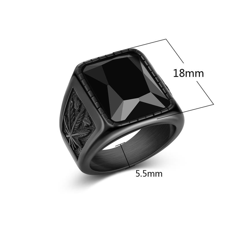 Black / Stone Red Stainless Steel Men's Ring