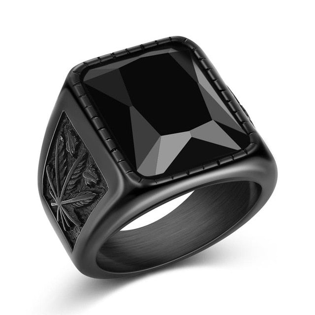 Black / Stone Red Stainless Steel Men's Ring