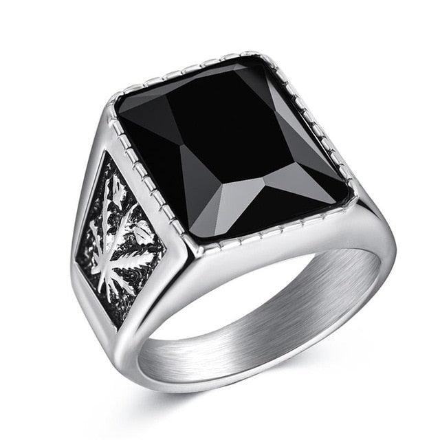 Black / Stone Red Stainless Steel Men's Ring