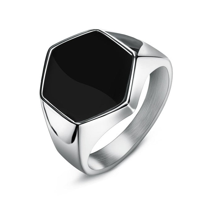 Black / Stone Red Stainless Steel Men's Ring