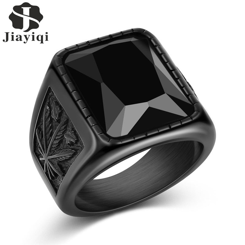 Black / Stone Red Stainless Steel Men's Ring