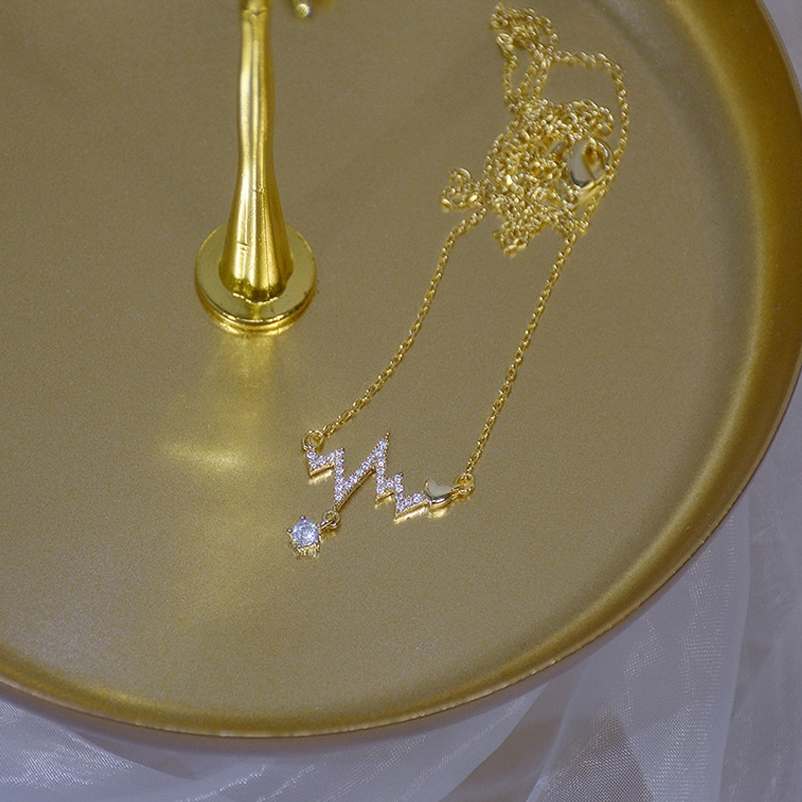 14K gold inlaid zircon necklace